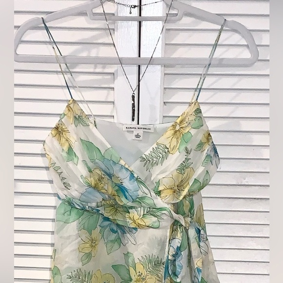 Banana Republic Vintage Floral Silk Cami Yellow and Green Size 2 - Picture 2 of 8